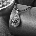 wholesale 925 Sterling Silver Tear Drop Celtic Knot Pet Paw Print Urn Keepsake Memorial Jewelry with Funnel and Fill Tool for Dogs/Cats Ashes (Black)-0-22