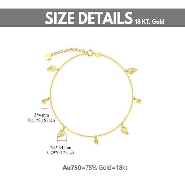 18K Gold Leaf Chain Ankle Bracelets-4