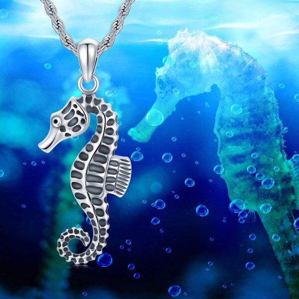 Sterling Silver Seahorse Pendant Necklace-1