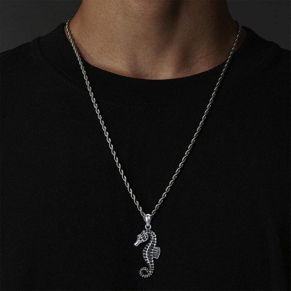 Sterling Silver Seahorse Pendant Necklace-2