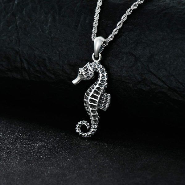 Sterling Silver Seahorse Pendant Necklace-3