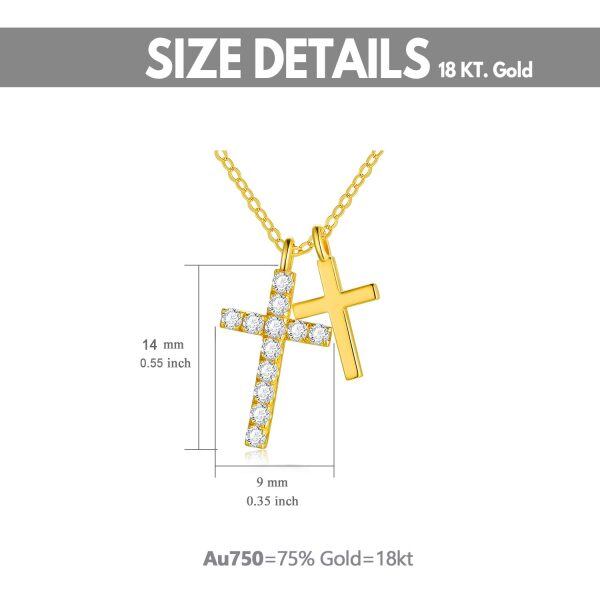 18K Gold Double Cross Pendant Necklace-1