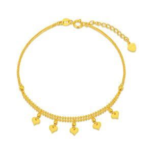 18K Gold Heart Bead Mixed Chain Bracelets-0