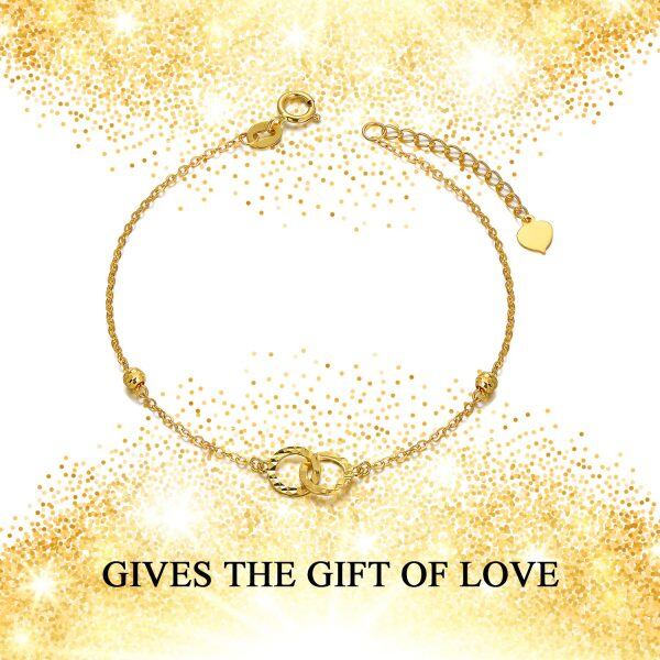 18K Gold Double Circle Infinity Symbol Chain Bracelets-5