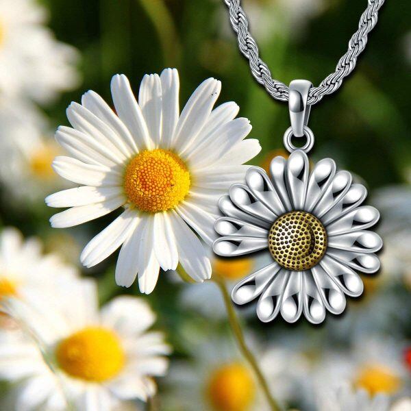 Sterling Silver Sunflower Pendant Necklace-1