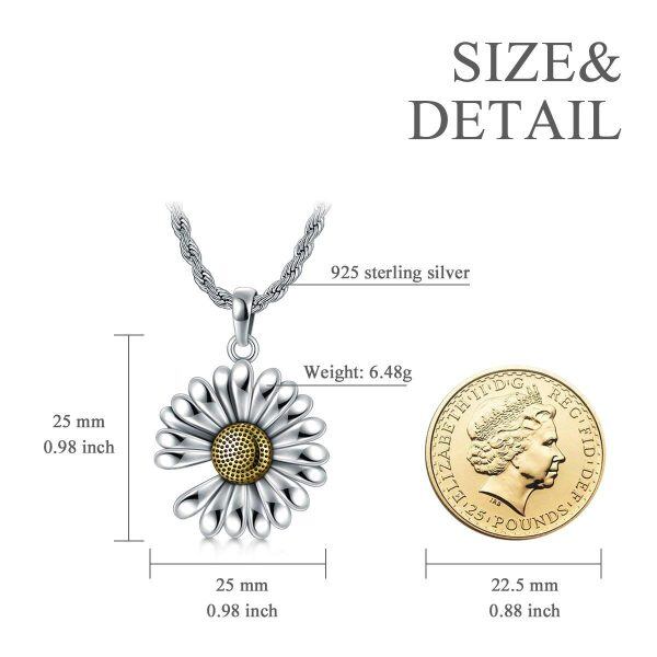 Sterling Silver Sunflower Pendant Necklace-5