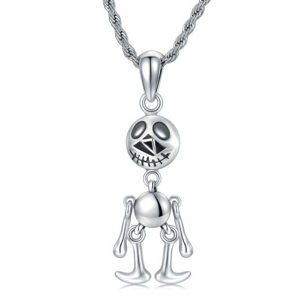 Sterling Silver Devil Demon Pendant Necklace-0