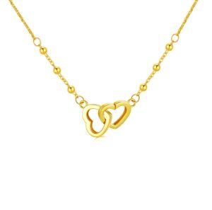 18K Gold Double Hearts Pendant Necklace-0