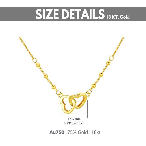 18K Gold Double Hearts Pendant Necklace-2