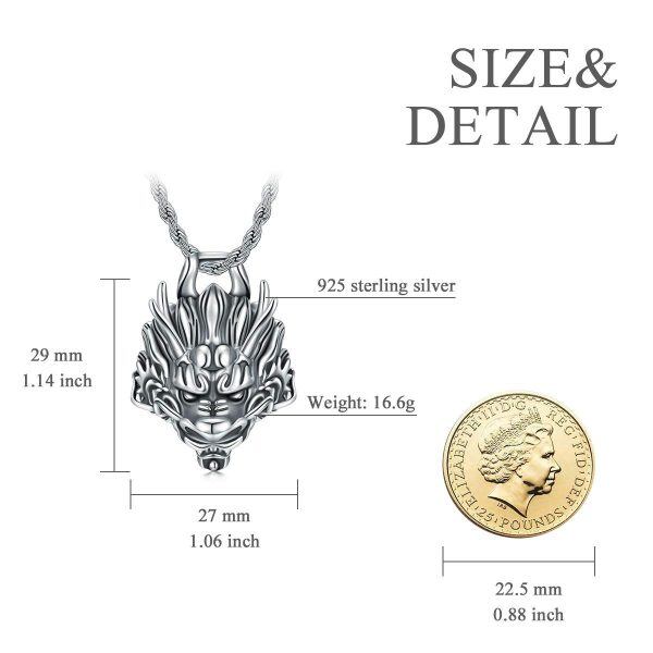 Sterling Silver Dragon Pendant Necklace-5