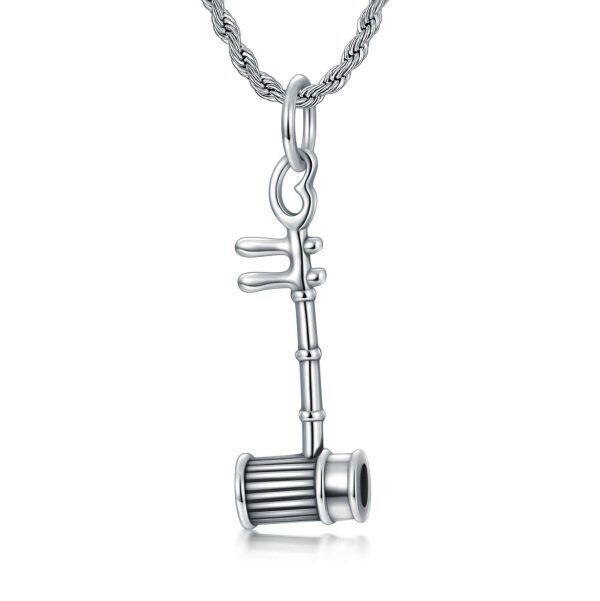 Sterling Silver Erhu Music Pendant Necklace-0