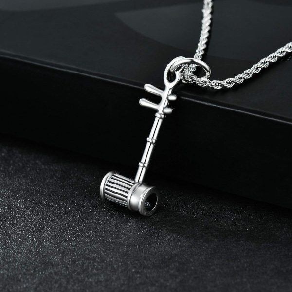 Sterling Silver Erhu Music Pendant Necklace-3