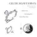 wholesale 925 Sterling Silver Moonstone Celtic Knot Heart Ring with CZs - Adjustable Irish -0-1