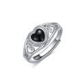 wholesale Sterling Silver Gemstone Heart Ring Adjustable - US # 7-0-13
