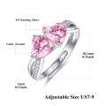 wholesale 925 Sterling Silver Pink Crystal Heart Adjustable Thumb Ring-0-1