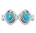wholesale 925 Sterling Silver Infinity Turquoise Heart Adjustable Ring - Native American Style-0-32