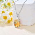 wholesale 925 Sterling Silver Amber Honeycomb Bee & Flower Pendant for Women's s-0-3