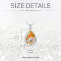 wholesale 925 Sterling Silver Amber Honeybee Teardrop Pendant Necklace with Sunflower Motif - Gifts for Her-0-1