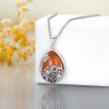 wholesale 925 Sterling Silver Amber Honeybee Teardrop Pendant Necklace with Sunflower Motif - Gifts for Her-0-3