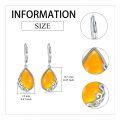 wholesale 925 Sterling Silver Yellow Jade Teardrop Dangle Earrings for Women and Girls-0-1