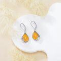 wholesale 925 Sterling Silver Yellow Jade Teardrop Dangle Earrings for Women and Girls-0-3