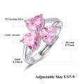 wholesale 925 Sterling Silver Pink Crystal Flower Shape Adjustable Thumb Ring US Size 6-8-0-1