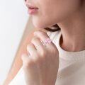 wholesale 925 Sterling Silver Pink Crystal Flower Shape Adjustable Thumb Ring US Size 6-8-0-3