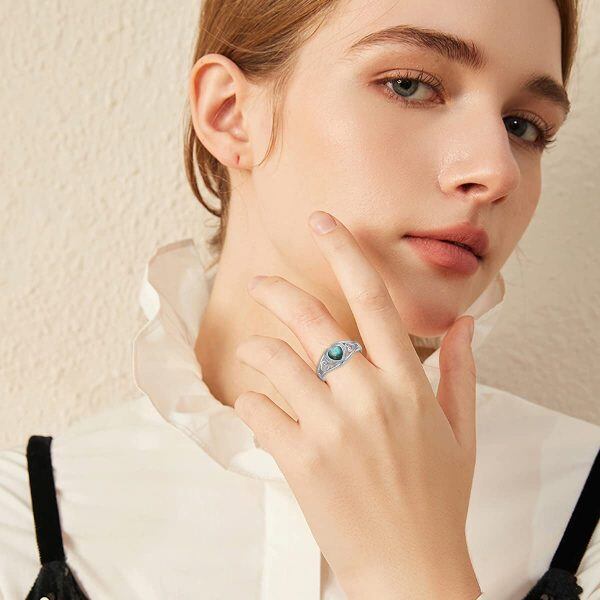 Sterling Silver Heart Labradorite Adjustable Ring-2