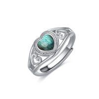 wholesale Sterling Silver Gemstone Heart Ring Adjustable - US # 7- US # 7