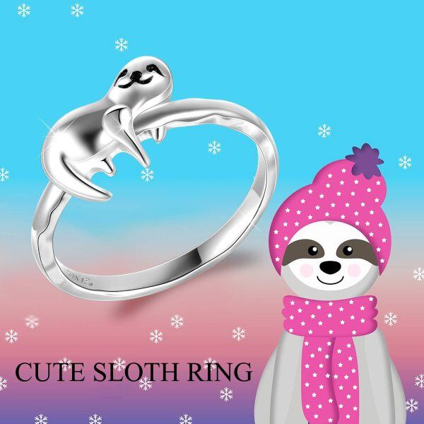 Sterling Silver Sloth Unique Rings-5