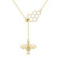 wholesale 14K Gold Honeycomb & Bee Charm Pendant Necklace for Women-0-0