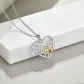 wholesale 925 Sterling Silver Heart-Shaped Honeycomb with Gold Bee Pendant Necklace for Women and Girls-0-3