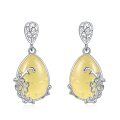 wholesale 925 Sterling Silver Citrine Drop Stud Earrings with Intricate Filigree Design-0-0