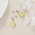 wholesale 925 Sterling Silver Citrine Drop Stud Earrings with Intricate Filigree Design-0-4