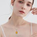 wholesale 925 Sterling Silver Natural Baltic Amber Teardrop Pendant Necklace w/ Rose Flowers-0-2