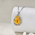 wholesale 925 Sterling Silver Natural Baltic Amber Teardrop Pendant Necklace w/ Rose Flowers-0-3