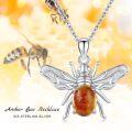 wholesale 925 Sterling Silver Baltic Amber Honeybee Pendant Necklace - Natural Stone Insect Charm s for Her-0-5
