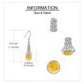 wholesale 925 Sterling Silver Celtic Knot Amber Drop Earrings for Women-0-1