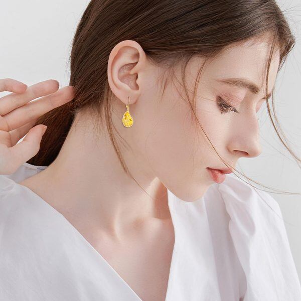 Sterling Silver Scorpion Amber Teardrop Dangle Earrings-2