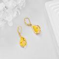 wholesale Gold 925 Sterling Silver Scorpion Design Teardrop Shape Honey Amber Leverback Earrings for Women (Size: 35 x 2 mm)-0-4