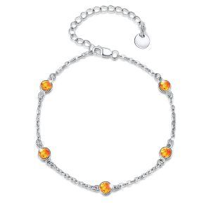 Sterling Silver Amber Chain Bracelets-0