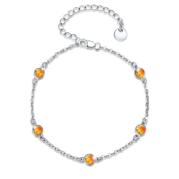 Sterling Silver Amber Chain Bracelets-0