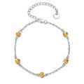 wholesale 925 Sterling Silver Orange Stone Beaded Chain Bracelet for Women and Girls-0-0