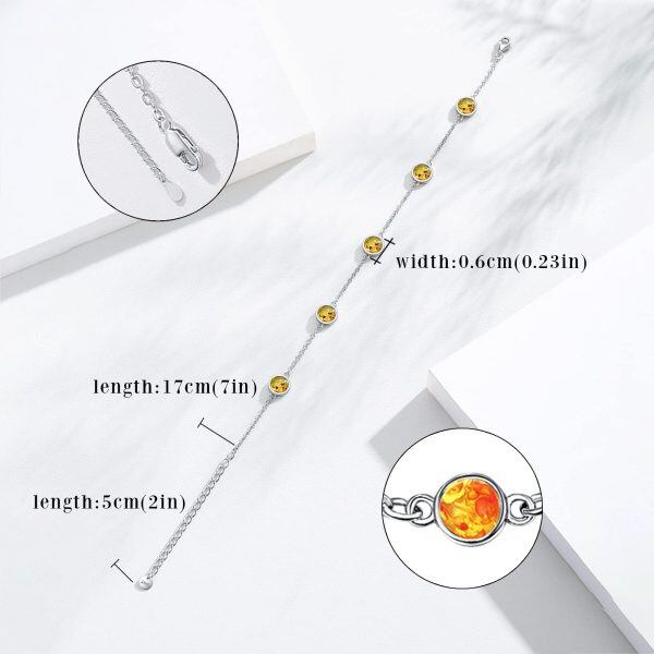 Sterling Silver Amber Chain Bracelets-1