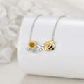 wholesale 925 Sterling Silver Sunflower & Honeybee Infinity Love Pendant Necklace for Women and Teen Girls-0-3