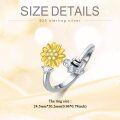 wholesale 925 Sterling Silver Sunflower and Bee Adjustable Ring for Women & Girls-0-1