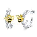 wholesale 925 Sterling Silver CZ Hoop Earrings with Gold & Black Bees for Women Mom Wife Girlfriend Gifts-0-0