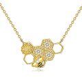wholesale 925 Sterling Silver Honeycomb & Sunflower CZ Bee Charm Necklace for Women's s-0-0