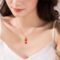 wholesale 925 Sterling Silver Red Crystal Bee & Flower Necklace for Women's s-0-3