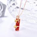 wholesale 925 Sterling Silver Red Crystal Bee & Flower Necklace for Women's s-0-4